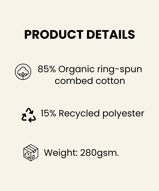 Organic Cotton crewneck sweatshirt | White |  Medium Fit.