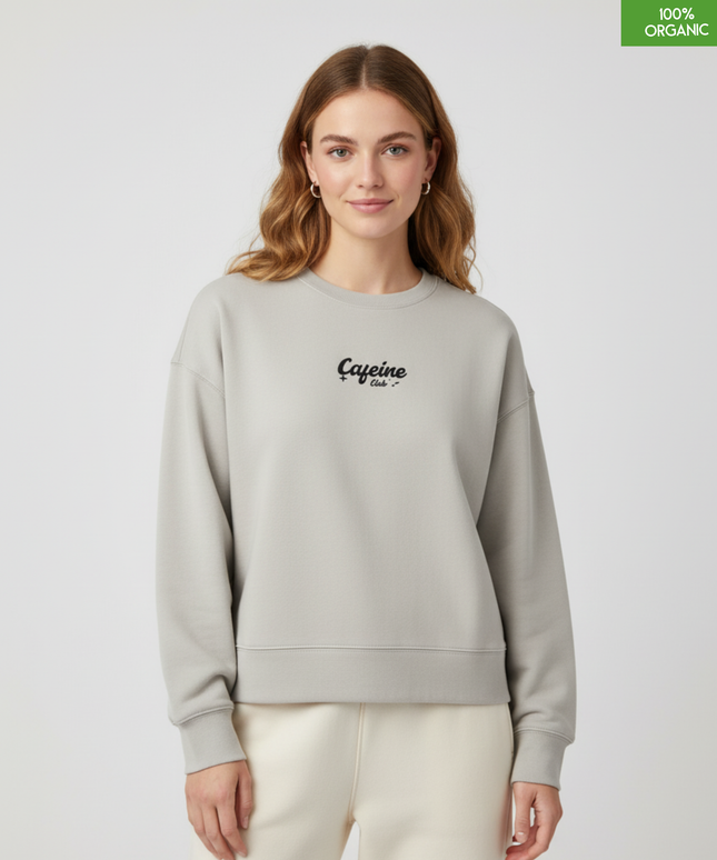 "Cafeine Club" The women's crew neck sweatshirt | Heather Haze | Medium fit | 300gsm