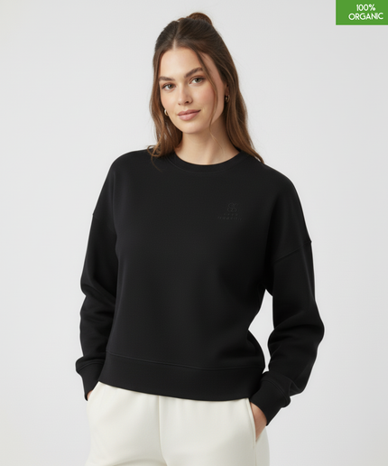 The women's crew neck sweatshirt | Black | Medium fit | 300gsm