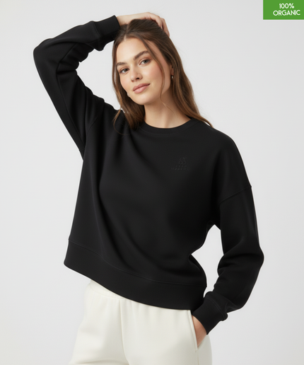 The women's crew neck sweatshirt | Black | Medium fit | 300gsm