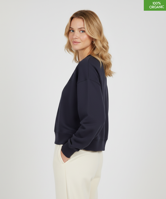 The women's crew neck sweatshirt | French Navy | Medium fit | 300gsm