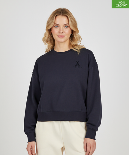 The women's crew neck sweatshirt | French Navy | Medium fit | 300gsm