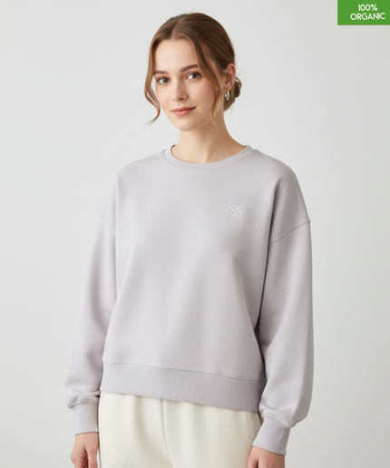 The women's crew neck sweatshirt | Cool Heather Grey | Medium fit | 300gsm