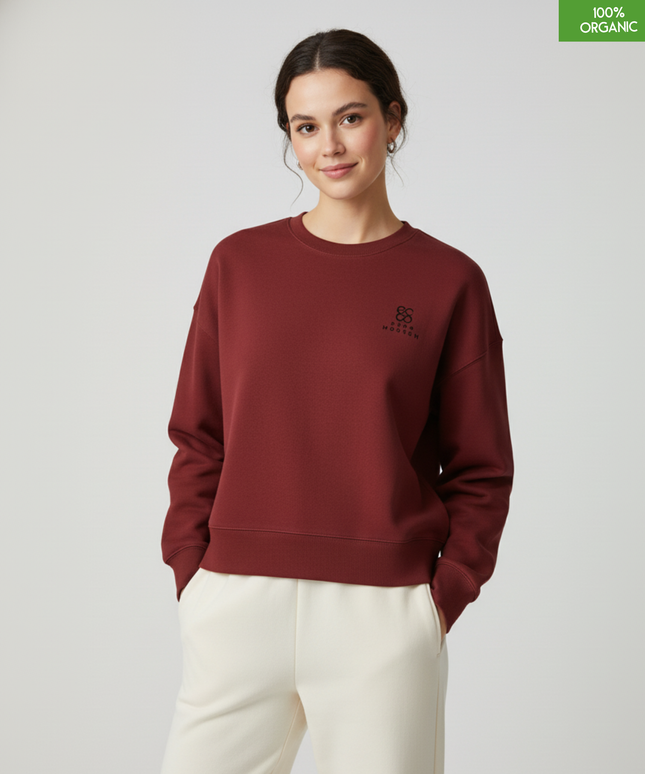The women's crew neck sweatshirt | Burgundy | Medium fit | 300gsm