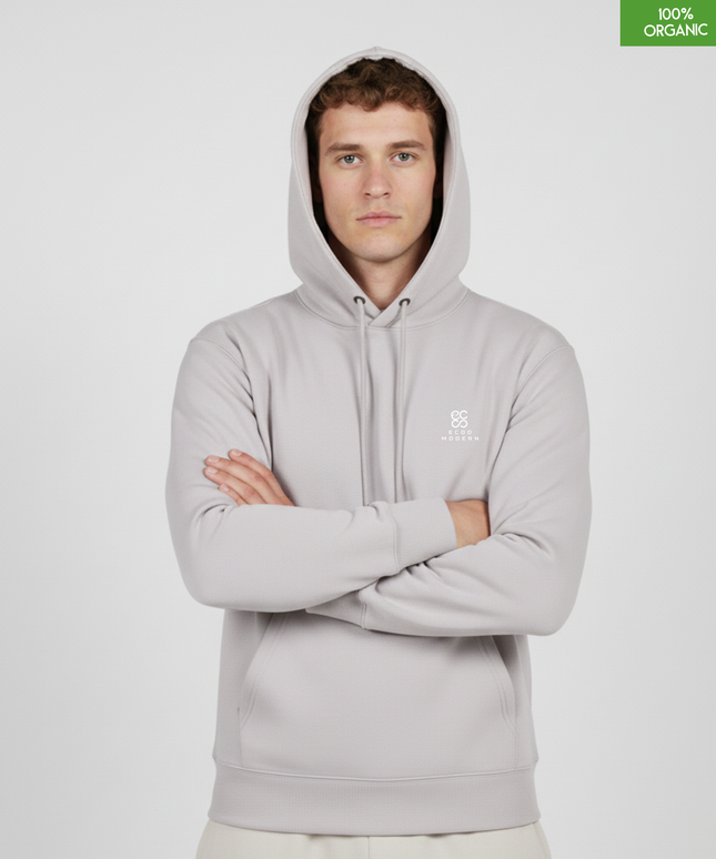 Organic Cotton Hoodie | Cool Heather Grey | Relaxed Medium Fit.