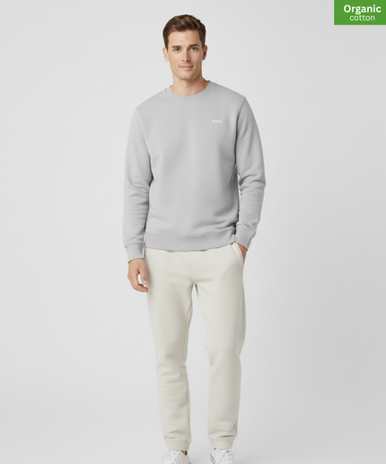 Organic Cotton crewneck sweatshirt | Heather Grey | Relaxed Medium Fit.