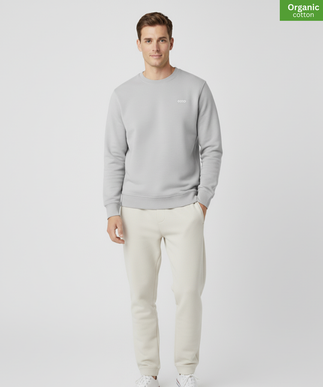 Organic Cotton crewneck sweatshirt | Heather Grey | Relaxed Medium Fit.