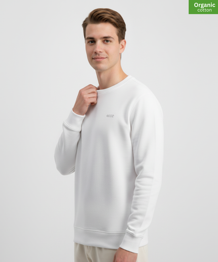 Organic Cotton crewneck sweatshirt | White |  Medium Fit.
