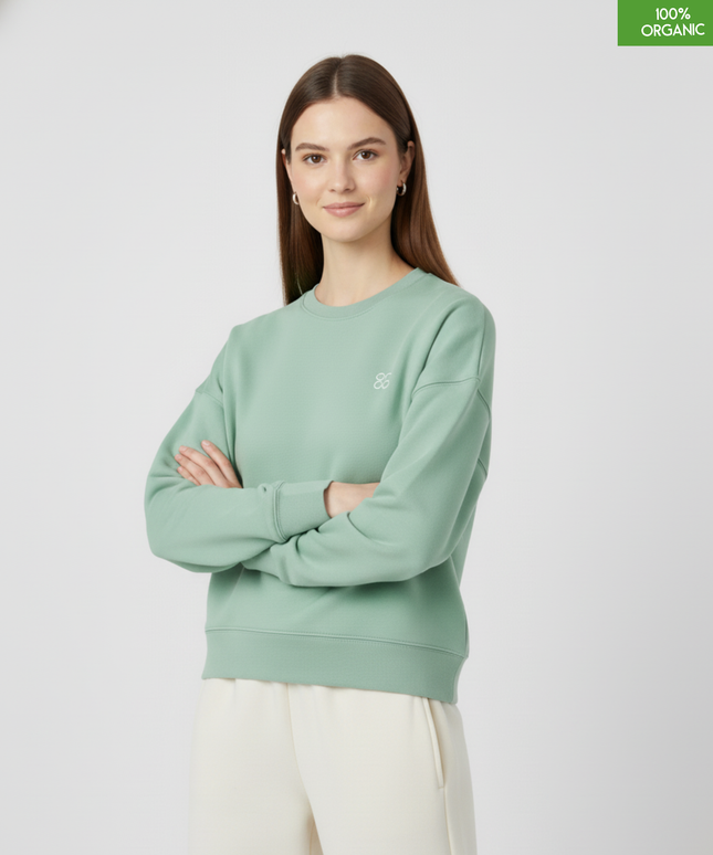 The women's crew neck sweatshirt | Misty Jade | Medium fit | 300gsm
