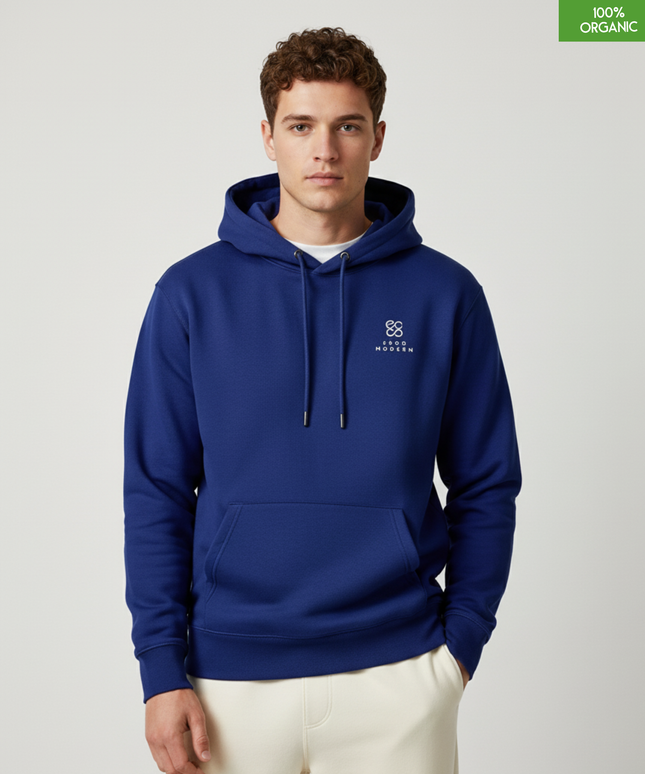 Organic Cotton Hoodie | Worker Blue | Relaxed Medium Fit.