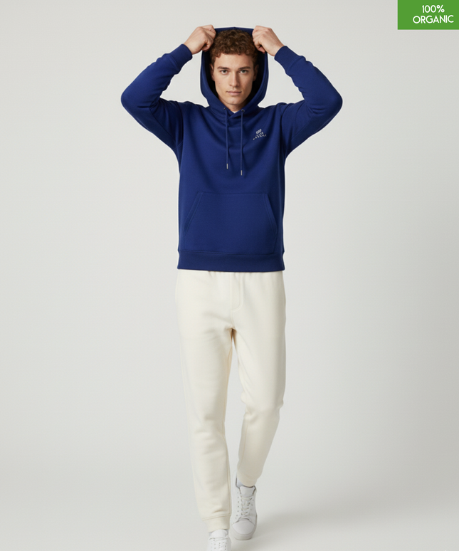 Organic Cotton Hoodie | Worker Blue | Relaxed Medium Fit.