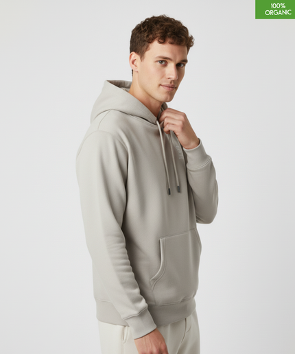 Organic Cotton Hoodie | Heather Haze | Relaxed Medium Fit.