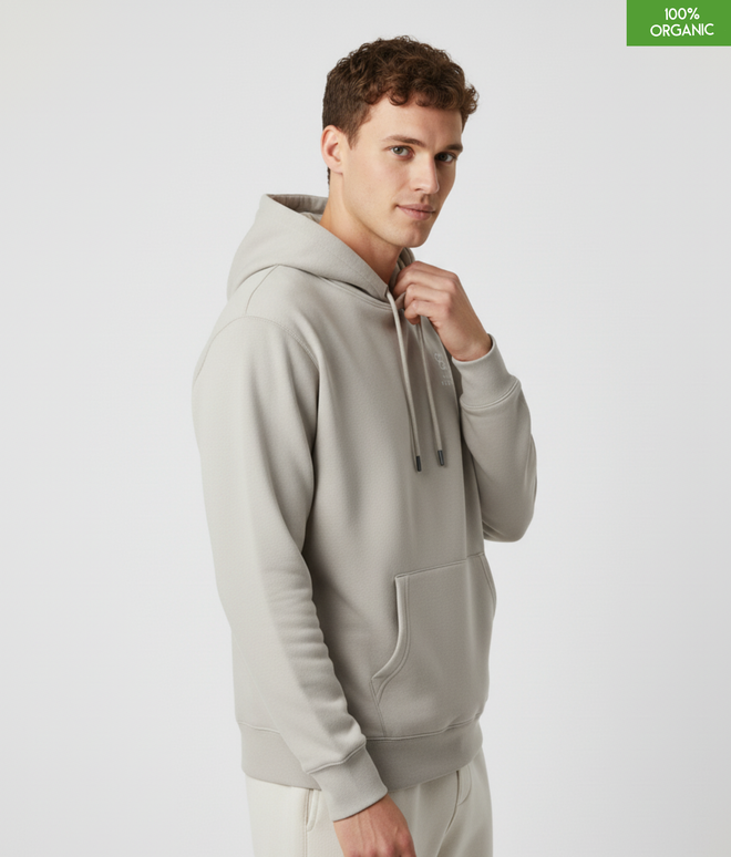Organic Cotton Hoodie | Heather Haze | Relaxed Medium Fit.