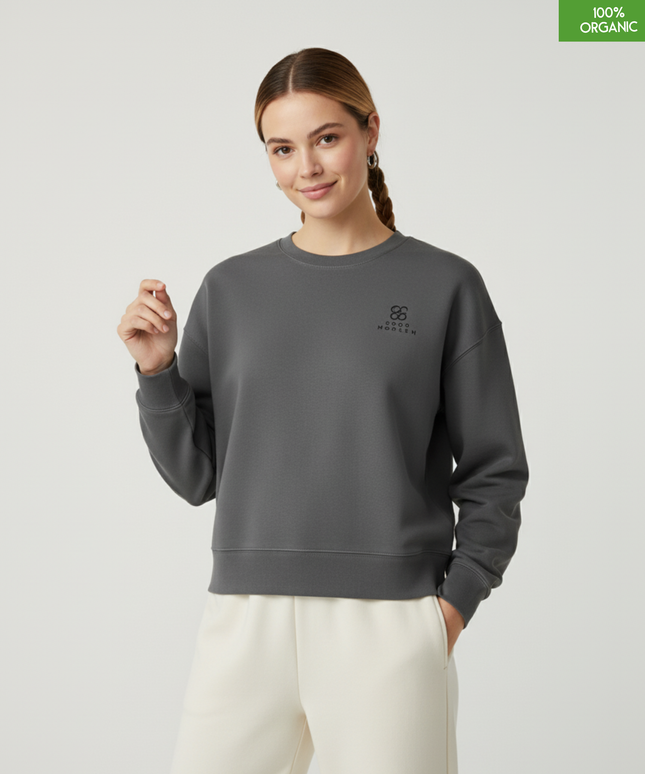 The women's crew neck sweatshirt | Anthracite | Medium fit | 300gsm