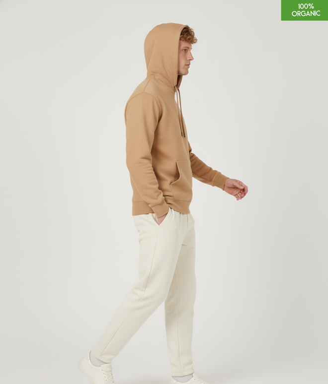 Organic Cotton Hoodie | Latte | Relaxed Medium Fit.