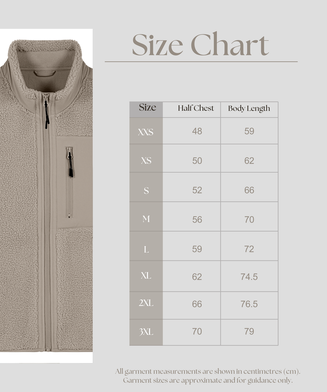 The sleeveless sherpa jacket, Medium Fit, Colour: Desert Dust 450gsm