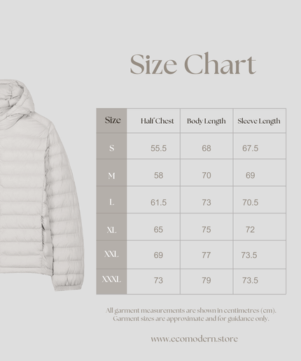 Padded Jacket Medium fit, Off White colour, Lightweight.