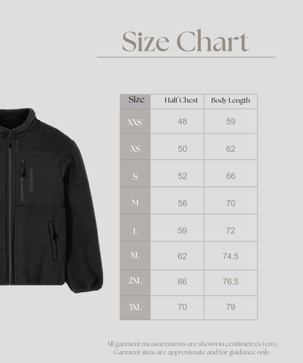 The sherpa jacket, Medium fit, Black colour, 450gsm.