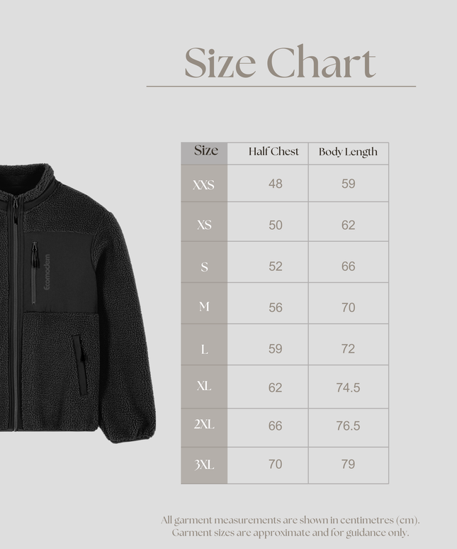 The sherpa jacket, Medium fit, Black colour, 450gsm.