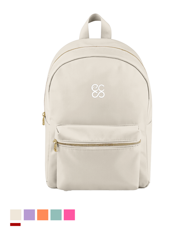 Mini backpack. Its smooth, water-resistant exterior.
