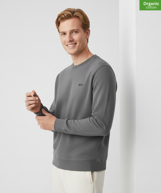 Organic Cotton crewneck sweatshirt | Anthracite |  Medium Fit.