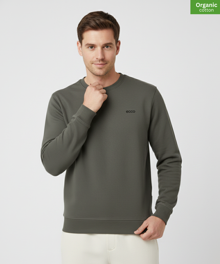 Organic Cotton crewneck sweatshirt | Khaki |  Medium Fit.
