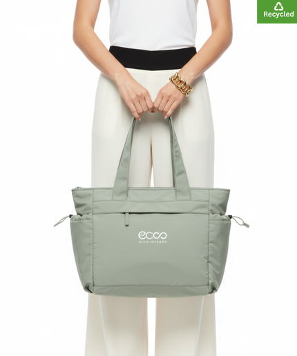 Oversized tote Bag  | Fresh Green |  Made from  100% Recycled polyester | Lightweight fabric