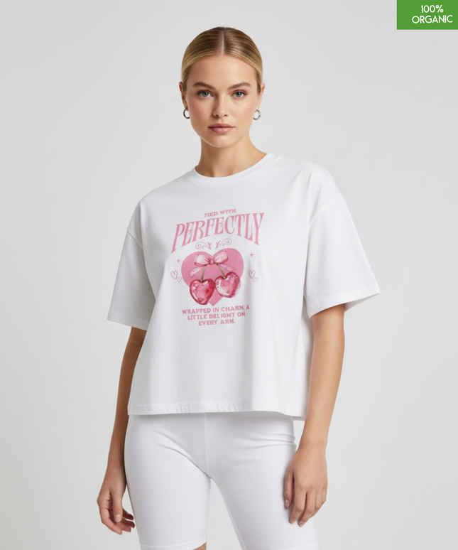 "Perfectly"  Cute Cropped T-Shirt | Relaxed fit | Organic cotton and premium construction.