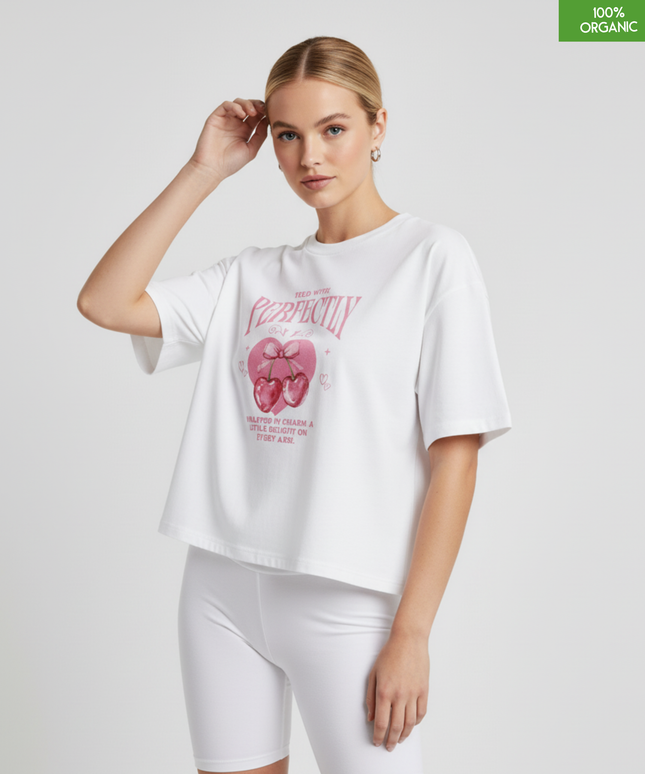 "Perfectly"  Cute Cropped T-Shirt | Relaxed fit | Organic cotton and premium construction.
