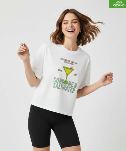 "SUNSIHEN & SALTWATER"  Cropped T-Shirt | Relaxed fit | Organic cotton and premium construction.