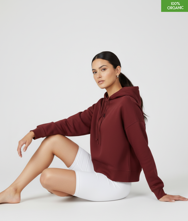 Organic cotton Hoodie sweatshirt | Colour: Burgundy | Medium fit