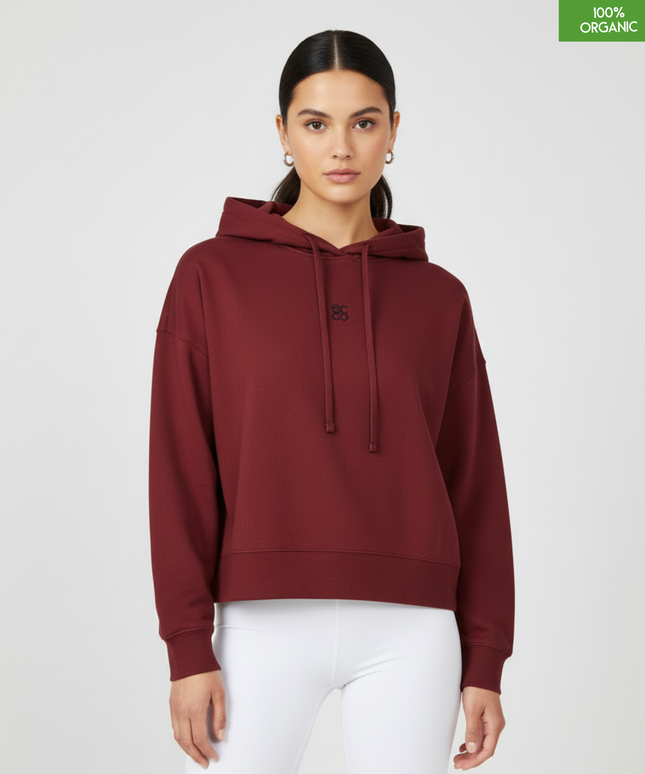 Organic cotton Hoodie sweatshirt | Colour: Burgundy | Medium fit