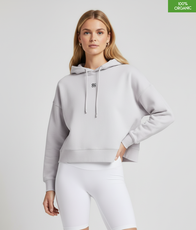 Organic cotton Hoodie sweatshirt | Colour: Heather Grey | Medium fit