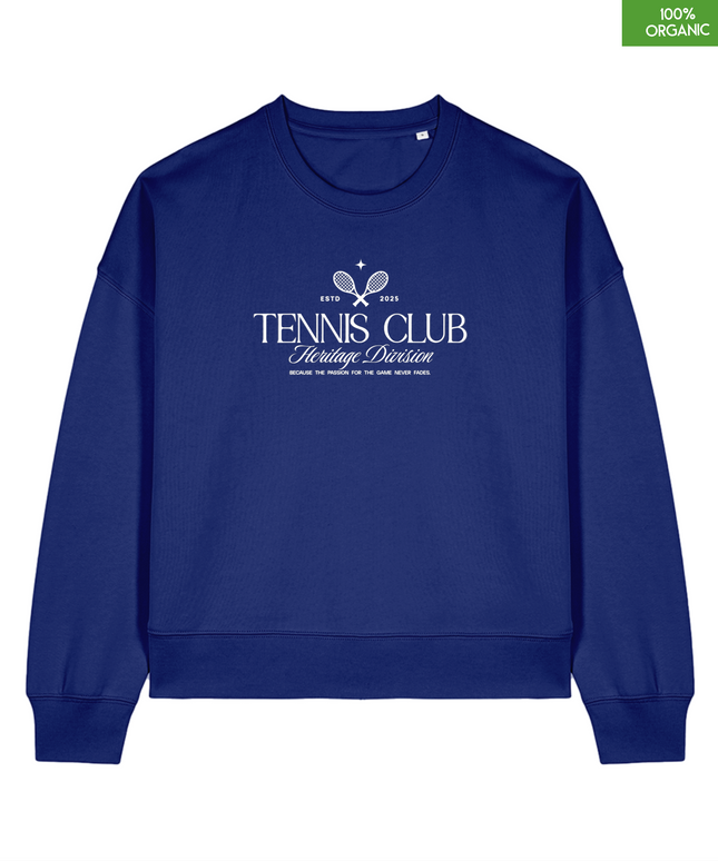 Sweatshirt with 'Tennis Club, The women's crew neck sweatshirt | Worker Blue | Medium fit | 300gsm
