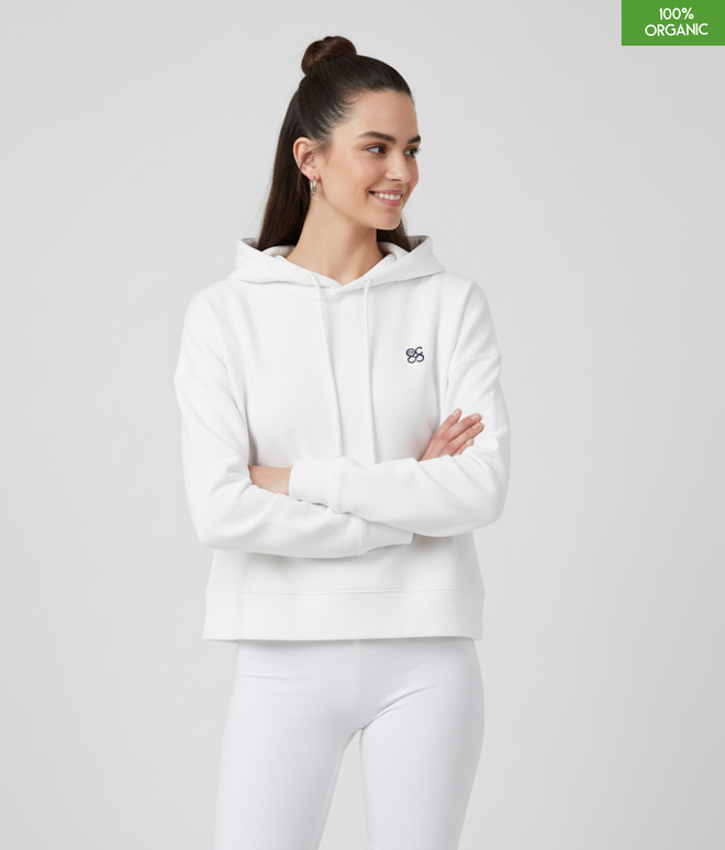 Organic cotton Hoodie  | White | Medium fit