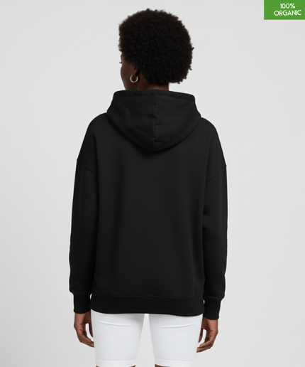 Organic cotton Hoodie sweatshirt | Colour Black | Medium fit .