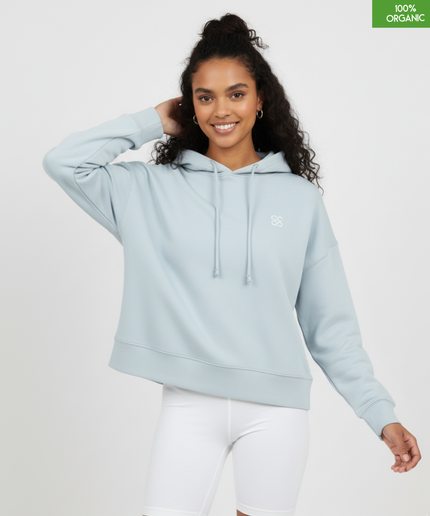 Organic cotton Hoodie  | Blue Ice | Medium fit