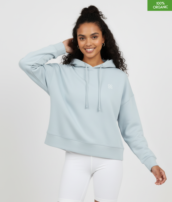 Organic cotton Hoodie  | Blue Ice | Medium fit