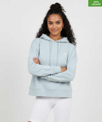Organic cotton Hoodie  | Blue Ice | Medium fit