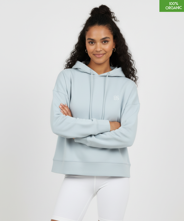 Organic cotton Hoodie  | Blue Ice | Medium fit