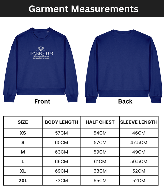 Sweatshirt with 'Tennis Club, The women's crew neck sweatshirt | Worker Blue | Medium fit | 300gsm