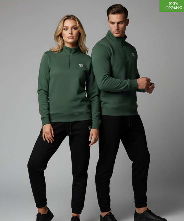 The quarter zip sweatshirt | Bottle Green | Medium Fit | 280gsm