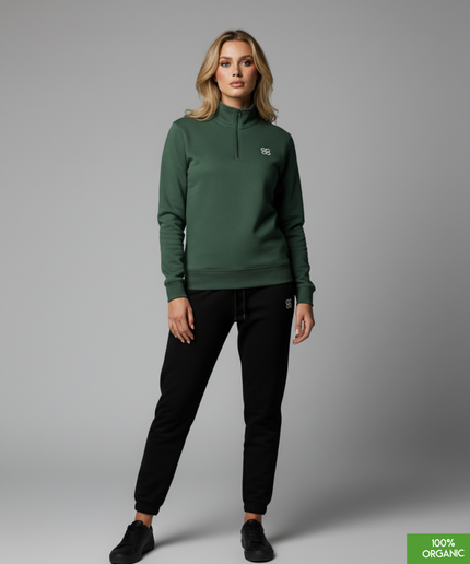 The quarter zip sweatshirt | Bottle Green | Medium Fit | 280gsm