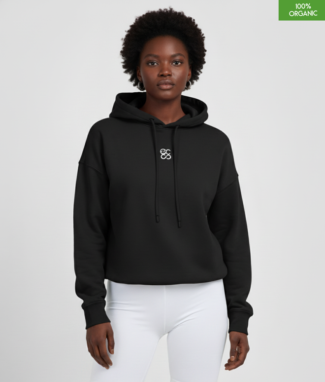 Organic cotton Hoodie sweatshirt | Colour Black | Medium fit .