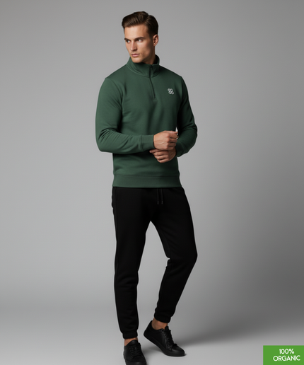 The quarter zip sweatshirt | Bottle Green | Medium Fit | 280gsm