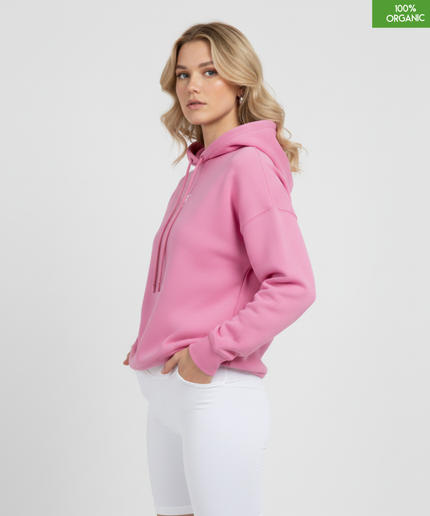 Organic cotton Hoodie sweatshirt | Colour Bubble Pink | Medium fit