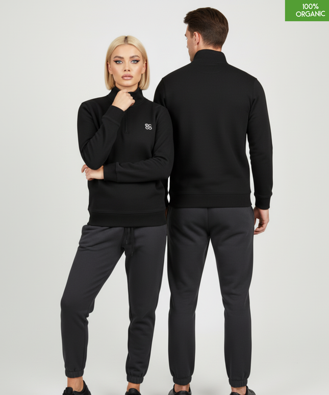The quarter zip sweatshirt | Black | Medium Fit | 280gsm