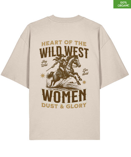 “Heart of the Wild West” Cowgirl Graphic Oversized T-Shirt — Dust & Glory Edition