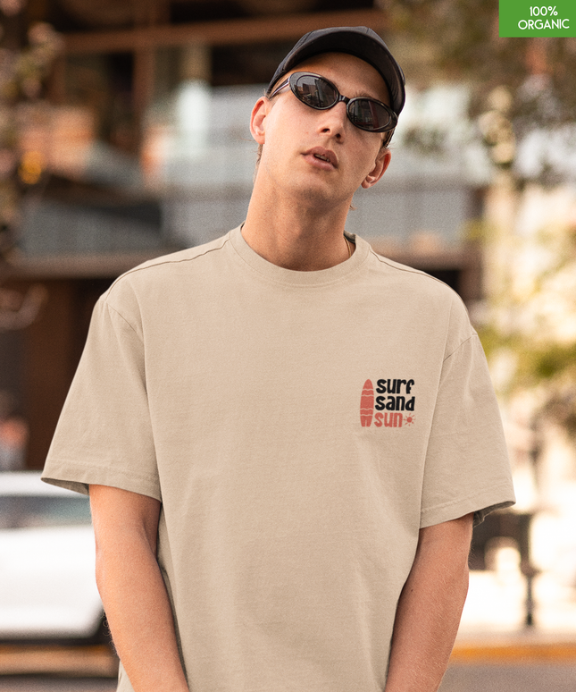“Surf Sand Sun” Oversized Beach Graphic T-Shirt