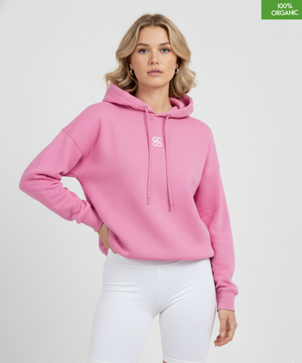 Organic cotton Hoodie sweatshirt | Colour Bubble Pink | Medium fit